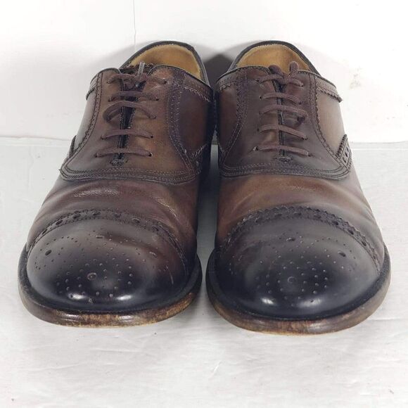 GUCCI Men's Made in ITALY US7,5 Cap Toe Leather Brown derby Oxfords Shoes - Picture 3 of 12